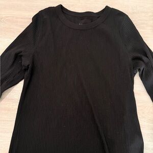 Black Ribbed Long Sleeve Top